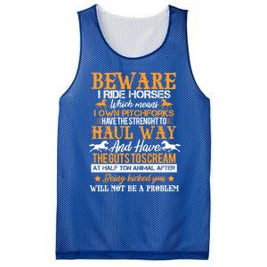 Beware I Ride Horses Horse Rider Equestrian Horseback Riding Gift Mesh Reversible Basketball Jersey Tank