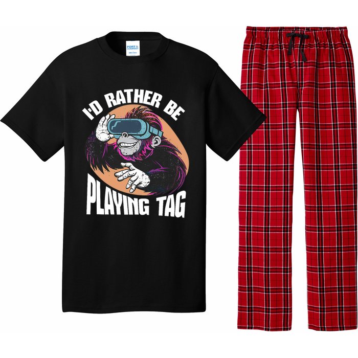 Bruh ID Rather Be Playing Tag Monkey Video Game Gorilla Pajama Set