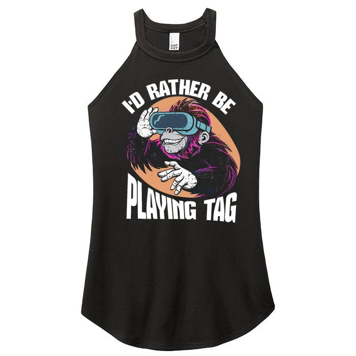 Bruh ID Rather Be Playing Tag Monkey Video Game Gorilla Women's Perfect Tri Rocker Tank