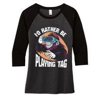 Bruh ID Rather Be Playing Tag Monkey Video Game Gorilla Women's Tri-Blend 3/4-Sleeve Raglan Shirt