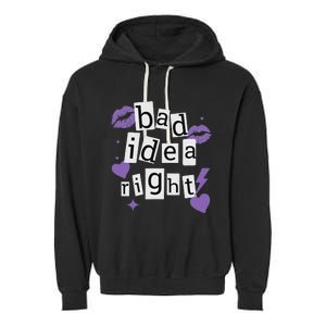 Bad Idea Right Purple Butterflies Lips Garment-Dyed Fleece Hoodie