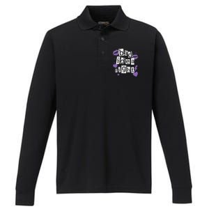 Bad Idea Right Purple Butterflies Lips Performance Long Sleeve Polo