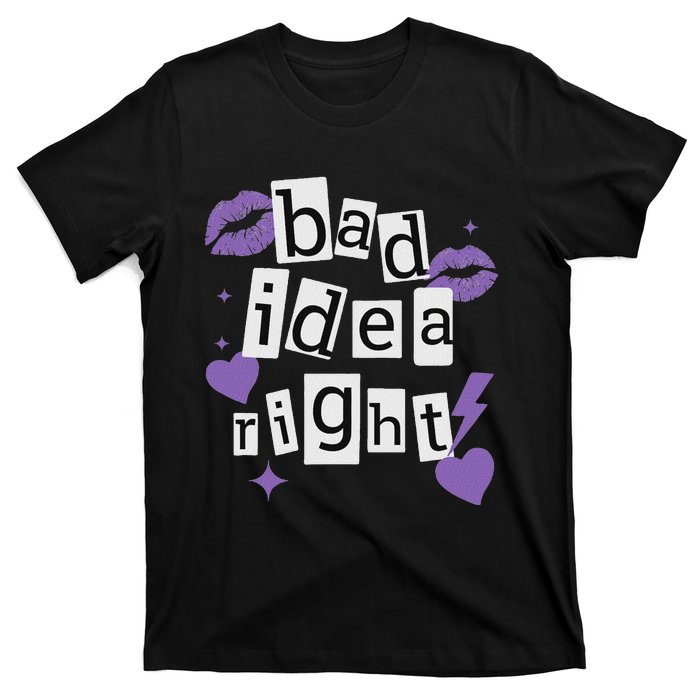 Bad Idea Right Purple Butterflies Lips T-Shirt