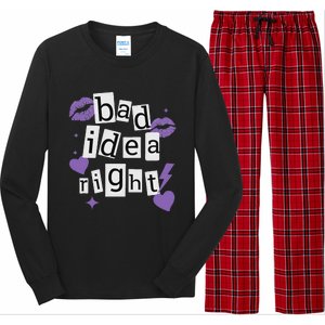 Bad Idea Right Purple Butterflies Lips Long Sleeve Pajama Set