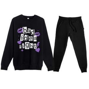 Bad Idea Right Purple Butterflies Lips Premium Crewneck Sweatsuit Set