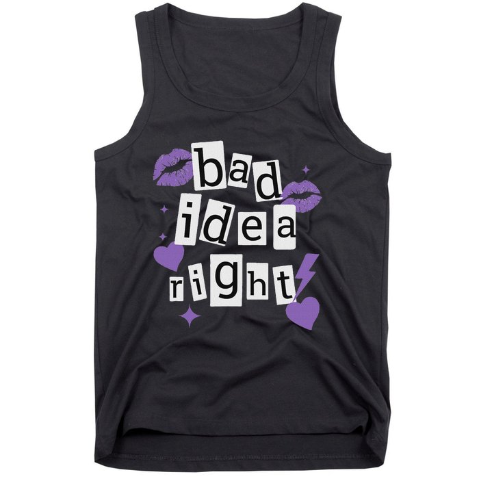 Bad Idea Right Purple Butterflies Lips Tank Top