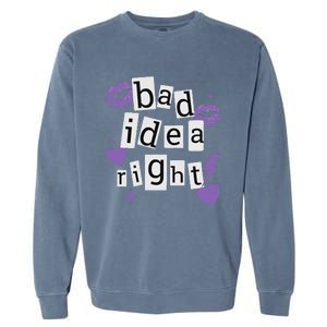 Bad Idea Right Purple Butterflies Lips Garment-Dyed Sweatshirt