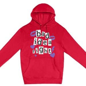 Bad Idea Right Purple Butterflies Lips Premium Pullover Hoodie