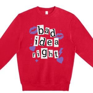 Bad Idea Right Purple Butterflies Lips Premium Crewneck Sweatshirt