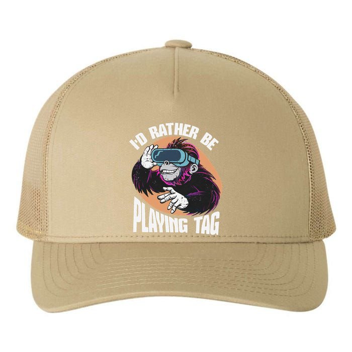 Bruh ID Rather Be Playing Tag Monkey Video Game Gorilla Yupoong Adult 5-Panel Trucker Hat