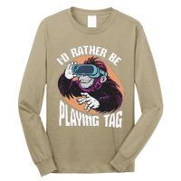 Bruh ID Rather Be Playing Tag Monkey Video Game Gorilla Long Sleeve Shirt