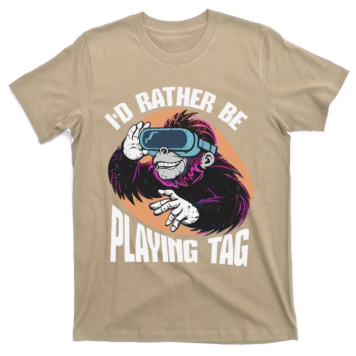 Bruh ID Rather Be Playing Tag Monkey Video Game Gorilla T-Shirt