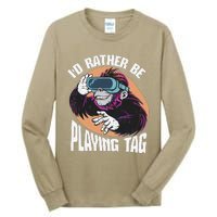 Bruh ID Rather Be Playing Tag Monkey Video Game Gorilla Tall Long Sleeve T-Shirt