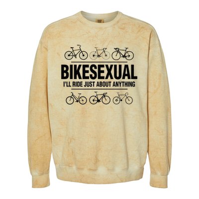 BikeSexual Ill Ride Anything Funny Biker Bicycling Gift Colorblast Crewneck Sweatshirt