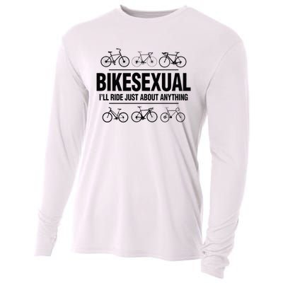 BikeSexual Ill Ride Anything Funny Biker Bicycling Gift Cooling Performance Long Sleeve Crew