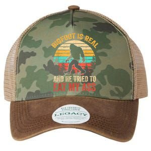 Bigfoot Is Real And He Tried To Eat My Ass Funny Sasquatch Legacy Tie Dye Trucker Hat