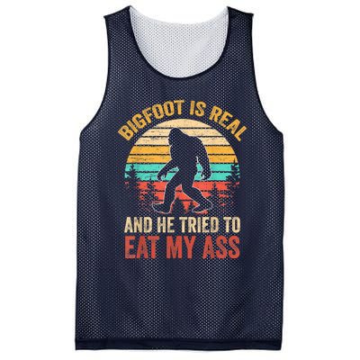 Bigfoot Is Real And He Tried To Eat My Ass Funny Sasquatch Mesh Reversible Basketball Jersey Tank