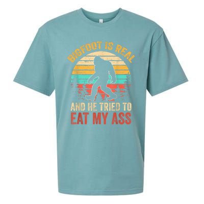 Bigfoot Is Real And He Tried To Eat My Ass Funny Sasquatch Sueded Cloud Jersey T-Shirt