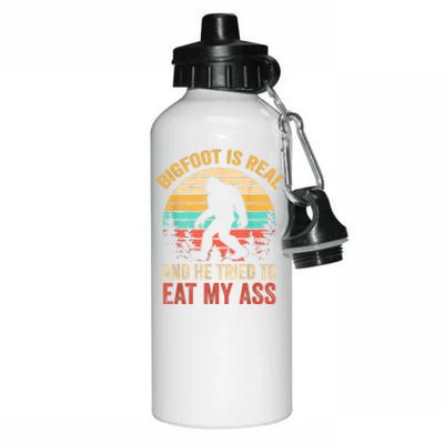 Bigfoot Is Real And He Tried To Eat My Ass Funny Sasquatch Aluminum Water Bottle 