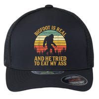 Bigfoot Is Real And He Tried To Eat My Ass Funny Sasquatch Flexfit Unipanel Trucker Cap