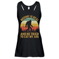 Bigfoot Is Real And He Tried To Eat My Ass Funny Sasquatch Ladies Essential Flowy Tank