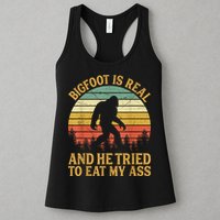 Bigfoot Is Real And He Tried To Eat My Ass Funny Sasquatch Womens Tank Top