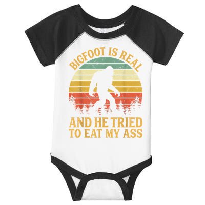 Bigfoot Is Real And He Tried To Eat My Ass Funny Sasquatch Infant Baby Jersey Bodysuit