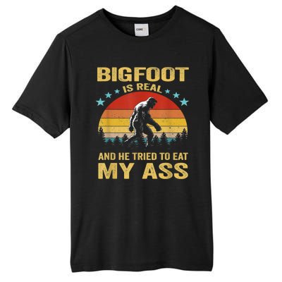 Bigfoot Is Real He Tried To Eat My Ass Retro Tall Fusion ChromaSoft Performance T-Shirt