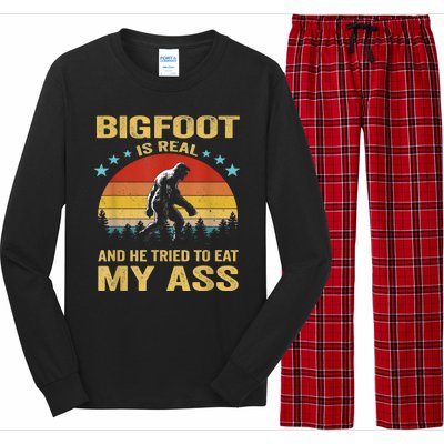 Bigfoot Is Real He Tried To Eat My Ass Retro Long Sleeve Pajama Set