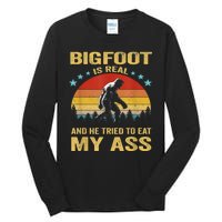 Bigfoot Is Real He Tried To Eat My Ass Retro Tall Long Sleeve T-Shirt