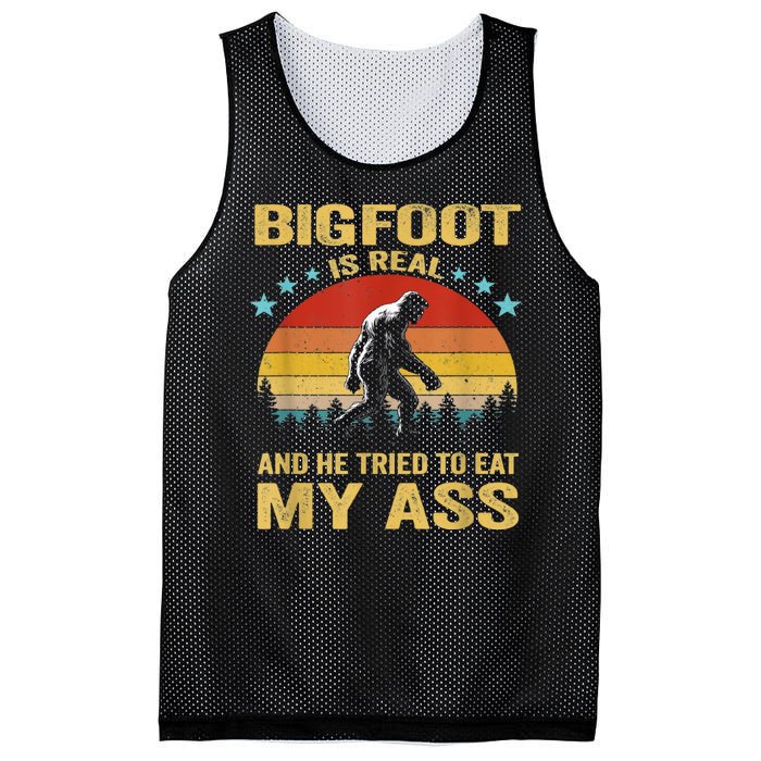 Bigfoot Is Real He Tried To Eat My Ass Retro Mesh Reversible Basketball Jersey Tank