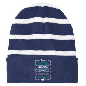 Beware I Ride Horses You Will Not Be A Problem Horse Lover Striped Beanie with Solid Band