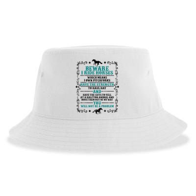 Beware I Ride Horses You Will Not Be A Problem Horse Lover Sustainable Bucket Hat