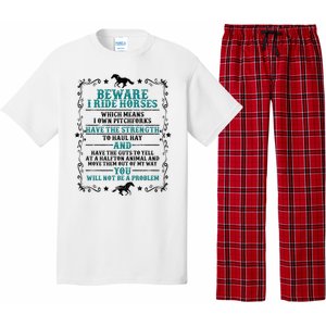 Beware I Ride Horses You Will Not Be A Problem Horse Lover Pajama Set