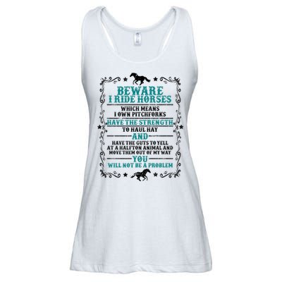 Beware I Ride Horses You Will Not Be A Problem Horse Lover Ladies Essential Flowy Tank