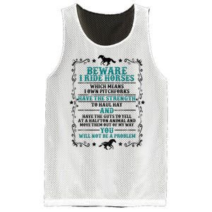 Beware I Ride Horses You Will Not Be A Problem Horse Lover Mesh Reversible Basketball Jersey Tank