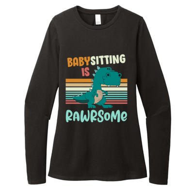 Babysitting Is Rawrsome Awesome Sitter Dinosaur Gift Womens CVC Long Sleeve Shirt