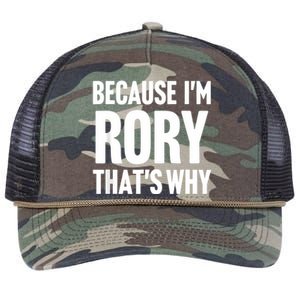 Because IM Rory ThatS Why Am Personalized Name Retro Rope Trucker Hat Cap