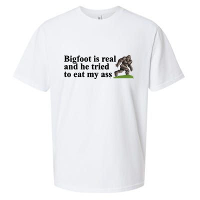Bigfoot Is Real And He Tried To Eat My Ass Meme Sueded Cloud Jersey T-Shirt