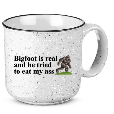 Bigfoot Is Real And He Tried To Eat My Ass Meme 15oz Campfire Ceramic Mug