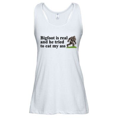 Bigfoot Is Real And He Tried To Eat My Ass Meme Ladies Essential Flowy Tank