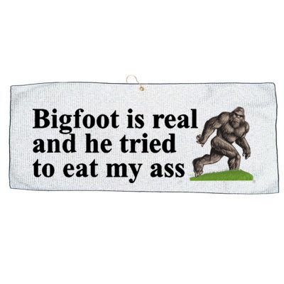 Bigfoot Is Real And He Tried To Eat My Ass Meme Large Microfiber Waffle Golf Towel