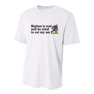 Bigfoot Is Real And He Tried To Eat My Ass Meme Youth Performance Sprint T-Shirt