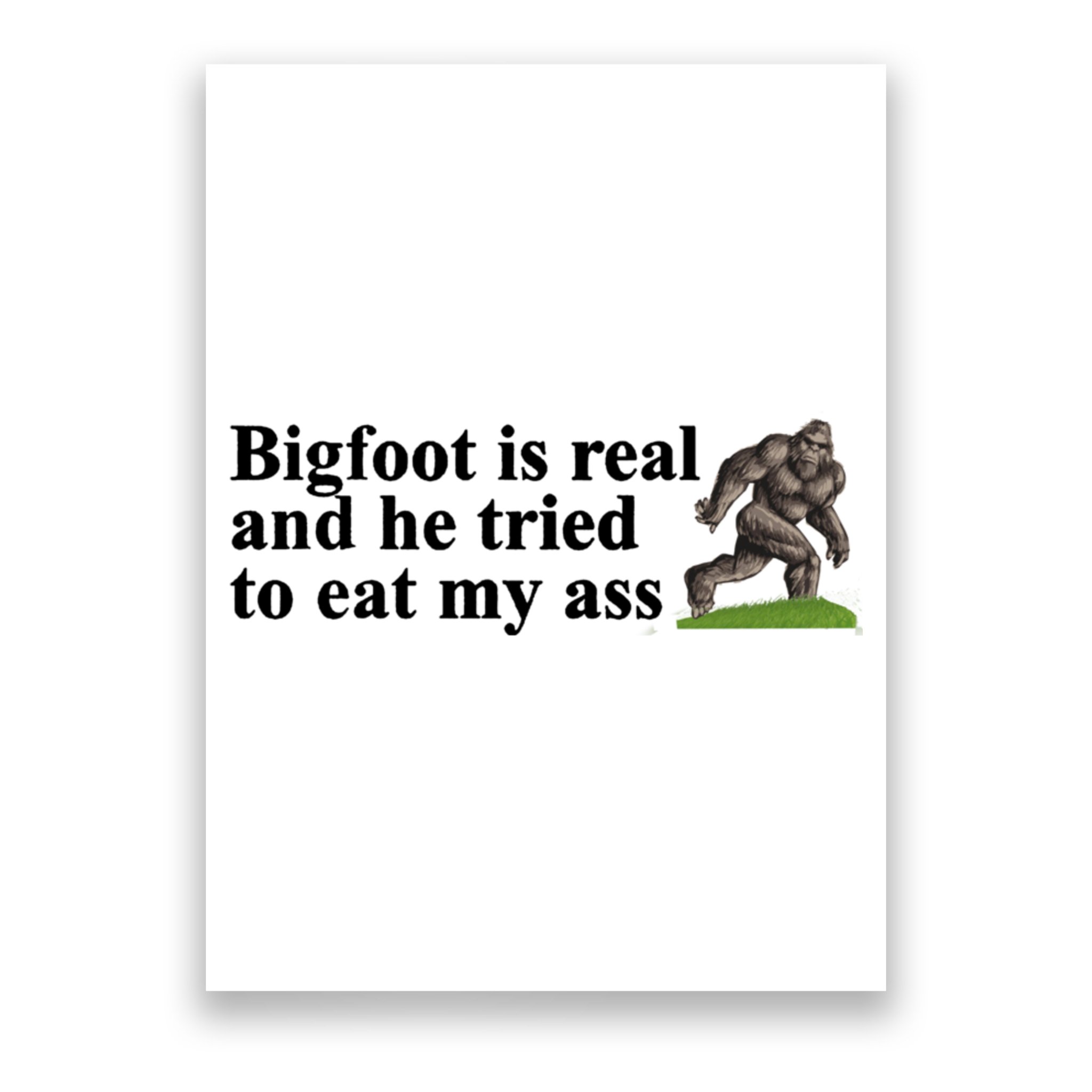 Bigfoot Is Real And He Tried To Eat My Ass Meme Poster