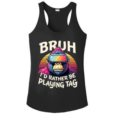 Bruh ID Rather Be Playing Tag Gorilla Wearing Vr Gamer Ladies PosiCharge Competitor Racerback Tank