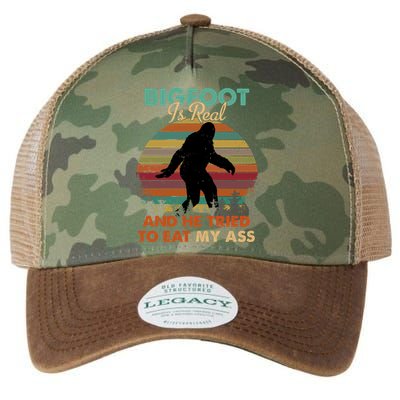 Bigfoot Is Real And He Tried To Eat My Ass Funny Legacy Tie Dye Trucker Hat