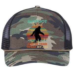 Bigfoot Is Real And He Tried To Eat My Ass Funny Retro Rope Trucker Hat Cap