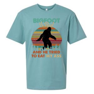 Bigfoot Is Real And He Tried To Eat My Ass Funny Sueded Cloud Jersey T-Shirt