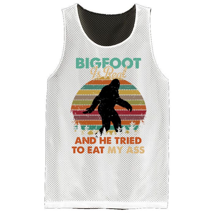 Bigfoot Is Real And He Tried To Eat My Ass Funny Mesh Reversible Basketball Jersey Tank