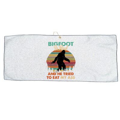 Bigfoot Is Real And He Tried To Eat My Ass Funny Large Microfiber Waffle Golf Towel